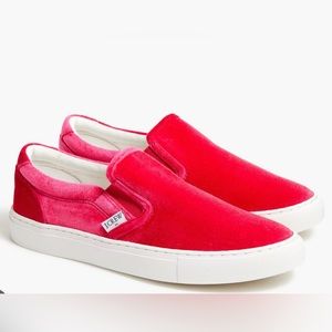 Pinkish reddish slip on J Crew sneakers